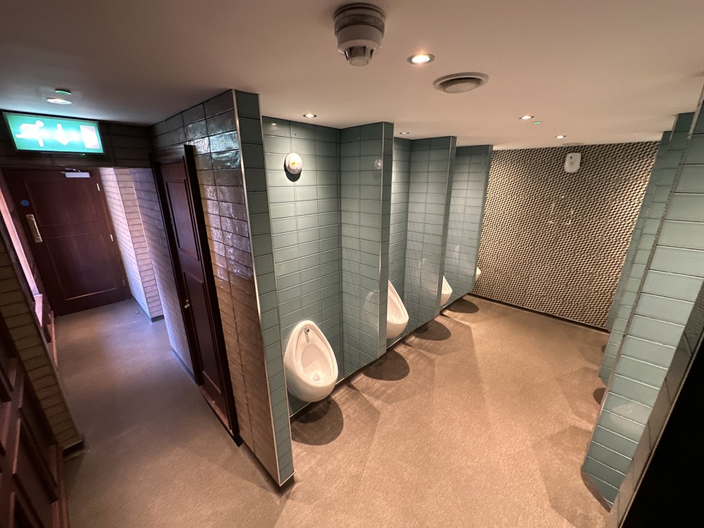 Men's toilets of Captain Ridley's Hunting Party Wetherspoon in Bletchley, Milton Keynes 