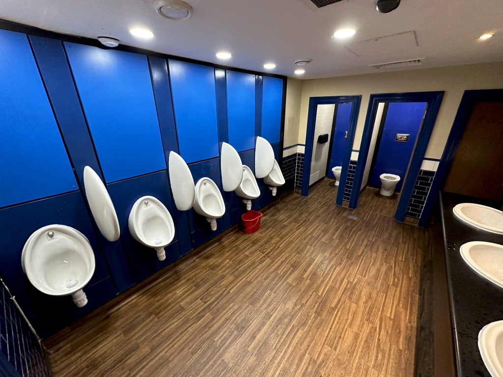 The men's toilets at The High Cross in Leicester.